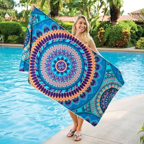 TEUEN Strandtuch XXL 180 x 90cm, Groß Strandtuch Mikrofaser Handtücher Strand Sandfrei Schnell Trocknende und Leichte Schwimmhandtücher für Strand Sauna Fitnessstudio Reise