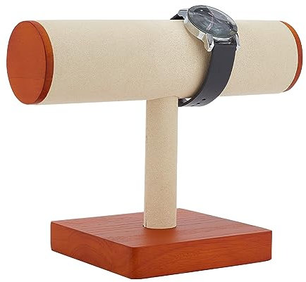 nbeads T-Bar Uhrenhalterung Aus Holz, 19.6cm Lang Schmuck Display Halter Schmuck Ständer Armband Halskette Display Ständer Für Shop Schmuck Rack Organizer Home Organisation, Cornsilk