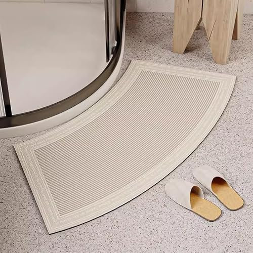 EUPXRHY Curved Shower Mats, Strong Absorbent Curved Bath Mat for Round and Corner Shower, Fast Drying Corner Bath Mat, Rubber Non-Slip Bottom Shower Mat Outside Shower,B,18x40inch/45x100cm