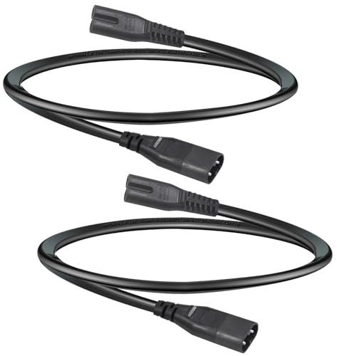 C7 to C8 extension lead 30cm,2 pack Figure 8 Power Lead IEC320 C7 to C8 Extension Power Cable Male to Female Mains Power Connector Cord for TV, PS5, Xbox Series, More