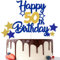Gidobo 50th Birthday Cake Toppers, Blue Gold Glittery Cake Decorations with Stars, Fifty Years Old Birthday Party Supplies for Men and Women
