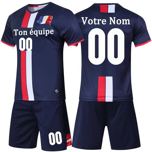 Ensemble Foot Personnalisé Tshirt Foot et Short avec Nom, Numéro, Logo de L'Équipe Personnalisé Maillot de Foot