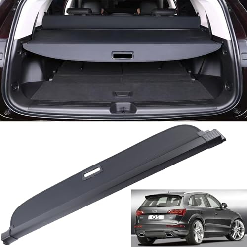 MUCO Laderaumabdeckung für Audi Q5 SQ5 2018 2019 2020 2021 2022 2023 2024, einziehbar, schwarz, Kofferraumabdeckung, Gepäck, Sicherheitsabdeckung, einziehbare Kofferraumabdeckung