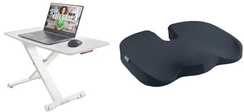 Leitz Schreibtisch-Aufsatz, Kompakter, Höhenverstellbarer Aufsatz für Laptops & Sitzkissen, gepolsterte Stütze für Heim- oder Schreibtischstuhl