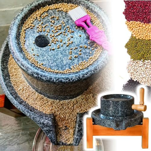 stone grinder mill Stone Grain Mill Grinder Country Living Paste Mill, Hand Crank Stone Mill Grinder for Whole Wheat Flour, Grinding Wet Soybean Milk Wheat Flour, Grain,peppers,spices ( Size : 20x30cm