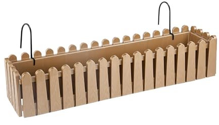 Fioriera Rettangolare Con Sistema Di Drenaggio Esterno Vaso Piante Fiori Conservazione Acqua Balconiera Con Supporti Da Ringhiera Appesa Inclusi Balcone Design Moderno - Legno - 75 cm 14Lt
