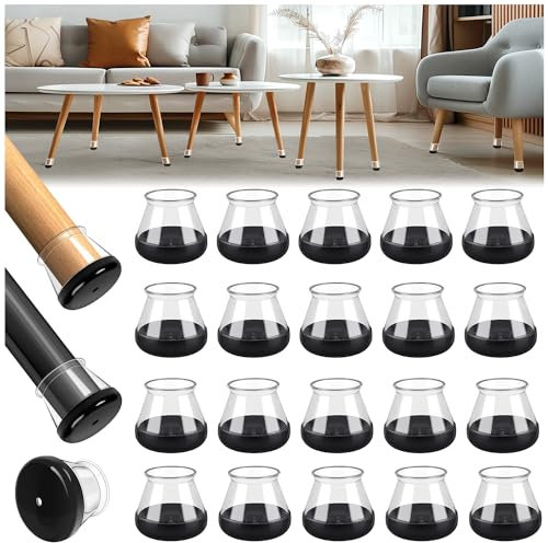 24PCS Chair Leg Sliders for Carpet, Furniture Glides, Silicone Chair Leg Floor Protectors Caps Pads Covers, Smoothly Slide on Carpet(Fit:30.1-40mm)