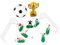 WOONEKY Fußball Torten Deko 1 Satz Trophäen-fußballmodell Fußball- -topper Mini-trophäenmodell Fußballnetz-kuchenaufsatz Mini-sportspielset Tortenaufsatz Für Fußballtore Wiederverwendbar