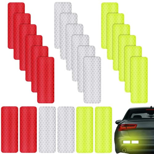 vcsjw Warnung Reflektierende Aufkleber,Reflektorband Selbstklebend,Reflektor Aufkleber,Für Fahrräder Helme (24 Stuck)