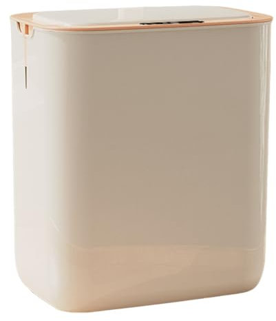 Biwwubik Poubelle Électrique à Induction Rabattable Automatique pour, sans Contact avec Couvercle, Poubelle Intelligente de Bureau, Jaune Clair, Installation Facile