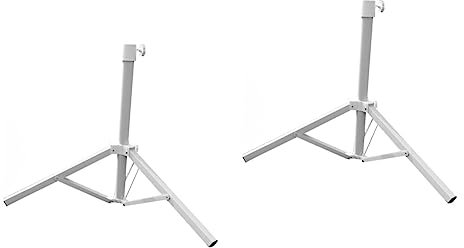 Soporte de trípode para sombrilla de playa con base rodante, soporte de metal blanco para sombrilla y sombrilla