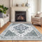 Luogort Grau Teppich Wohnzimmer 120x160cm, Waschbarer Vintage Teppich Kurzflor Teppiche mit Rutschfester Rückseite – Weich, Kindersicher & Pflegeleicht für Büro Esszimmer Kinderzimmer