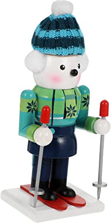 PAMINGONO Casse-Noisette Animal Ours Marionnette Décoration en Mini-Figurine Bricolage pour Bureau Salon Chambre Présent de Noël Vert Clair