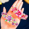 Horquillas para el pelo francesas con flores de Jovono, pinzas para el pelo de boda con flores doradas, accesorios vintage de cristal para el cabello para mujeres (2 piezas) (Rosa+Morado)