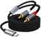 1M USB C to RCA Audio Cable,Type C to Phono to Y Splitter Cable Converter Nylon Braided Compatible With iPhone15 Pro Samsung Huawei Galaxy Phone Pixel Tablet Amplifier Speaker Turntable Car Stereo