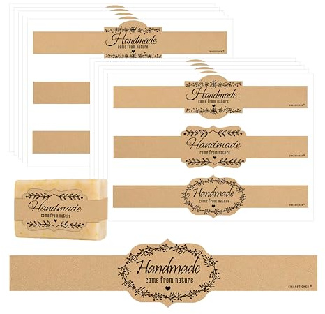 Braune Kraftseifenetiketten, 120 Stück, handgefertigte Seifenverpackungen, Papierseifenhüllen, Klebeband für hausgemachte Seife, Verpackungszubehör