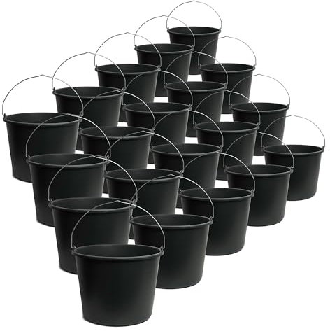 TAMS® Baueimer 5/12/20L Mörteleimer & Zementeimer aus robustem Kunststoff Stabiler Wassereimer für Garten, Baustelle & Landwirtschaft (wählbar als 5er, 10er oder 20er Packung) (20, 12 Liter)