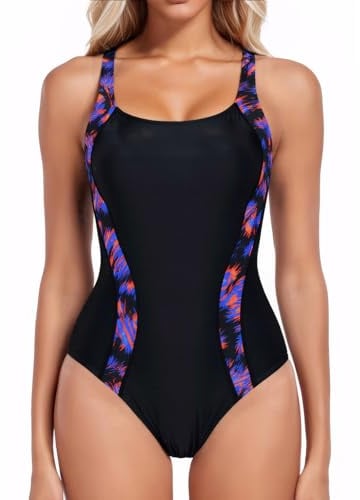 iSLASISIA One Piece Swimming Costume Women Athletic Black Scoopback Swimsuit Sport Modest Swimwear Body Shaping Bathing Suit