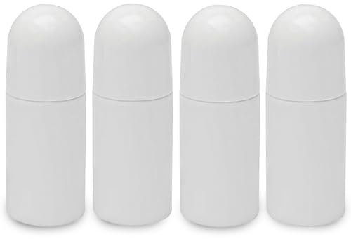 FangBoJie 4 Stück Deoroller Zum Befüllen, Roll On Flaschen Flasche Leer, Roller Flaschen Nachfüllbare Roll-On Deo-Flaschen Kunststoff, für Ätherische Duft Öle, Parfüm, Hautpflegeprodukte (50ml)