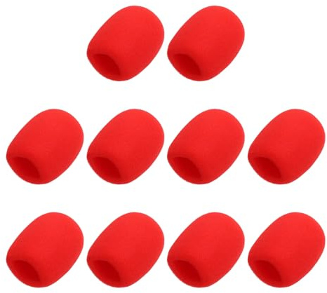 sourcing map 10pcs Microphone Foam Covers, 40mm (1.57) ID 10mm (0.39) Thickness Microphone Windscreen Foam Cover for Most Handheld Microphones, Red