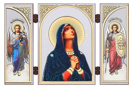 NKlaus Triptychon christliche Ikone Holz, 13x8x0,6cm Deva Maria, 1 Stück | Reisealtar