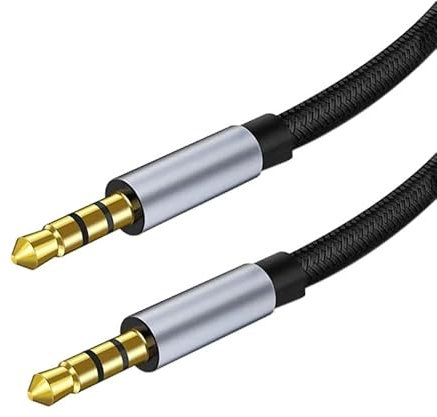 Cavo AUX 3,5mm Maschio a Maschio, Cavo Audio jack Stereo 3,5mm HiFi Nylon Intrecciato, per Cuffie, Smartphone, Autoradio, TV, Laptop, MP3, Lettori DVD, 2M, Qualità Audio HD, Connettori Placcati in Oro