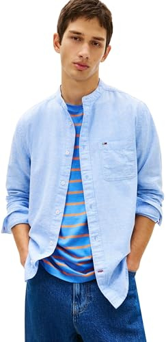 Tommy Jeans Herren TJM Reg Linen Mx Band Cllr Shirt Dm0dm22756 L/S Shirt (1er Pack)