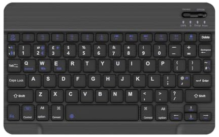 Tiiomioon Wireless Bluetooth Keyboard for Tablet, Lightweight Slim Keyboard | UK Layout Keyboard for iPad, Tablet, Mac OS, Windows, Android, Smart TV, Rechargeable Mini Keyboard, Wireless Keyboard, Black
