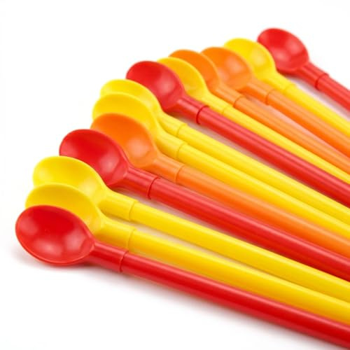2-in-1 Reusable Straws with Spoons, Detachable Slush Straw Spoon, BPA-Free Plastic Dishwasher Safe for Thick Smoothies & Milkshakes, Easy Scooping & Drinking for Boba Tea, Iced Coffee, Cocktails