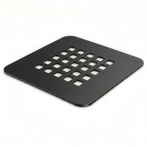 Rejilla Desagüe Ducha Cuadrada 125x125mm Acero INOX FLUVIA (Lacado Negro) | Acero Inoxidable