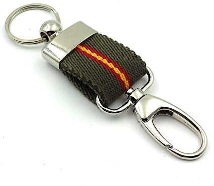 franartPiel - Llavero lona elástica bandera de España y mosquetón de seguridad, Llavero de tela con bandera española, Llavero diseño de la bandera de España