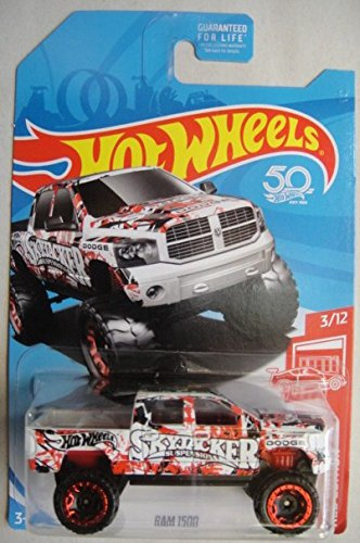 HOT WHEELS RED EDITION 3/12 EXCLUSIVE, WHITE/RED DODGE RAM 1500 50TH ANNIVERSARY