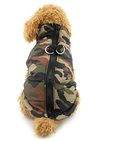 ZUNEA Wintergeschirr für kleine Hunde, gepolstert, mit D-Ring, Größe XS/S, Camouflage-Grün, Größe XL