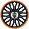 Satz J-Tec Radzierblenden Orden R 13-Zoll Schwarz/Orange + Chrom Ringe