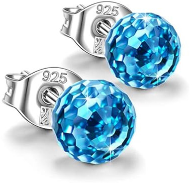 Aurora Borealis Ball-Ohrstecker aus 925er Silber mit Kristall Hypoallergen