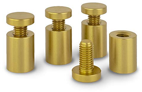 Precisiongeek Gold Aluminium Ø 20mm Abstandshalter Wandhalter, Schilderbefestigung,Schilder Halter, Halterungssystem, Glas Befestigung L= 25mm