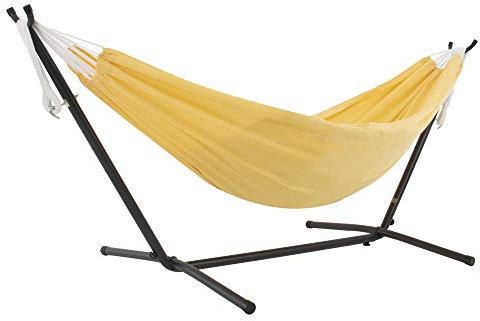 Vivere Doppel Polyester Hängematte mit Hängemattengestell 250 cm, Yellow