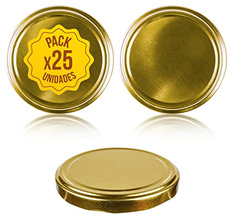 Tapas metalicas para tarros de Cristal Botes hermeticos Tapa de Repuesto de conservas Tarro hermetico Bote de Vidrio de Diferentes diametros Tapas a Rosca (66 mm diámetro)