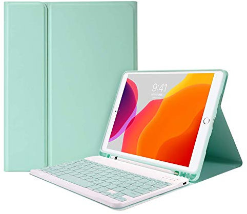 Funda Teclado para iPad 9.7 2017/2018 – Teclado Inalámbrico con Bluetooth Desmontable, Funda Inteligente Magnética con Soporte para Lápiz, azul, iPad 9.7 2017/2018