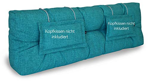 LILENO HOME Palettenkissen Set Aqua - Rückenkissen 120x40x20 cm - Polster für Europaletten - Palettenkissen Outdoor als Sitzkissen für Palettenmöbel