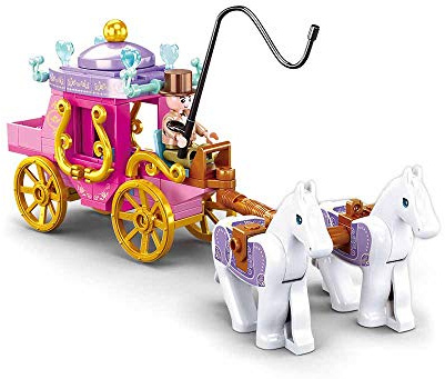 Pferde mit Kutsche (139 Teile) [M38-B0872], Spielset, Klemmbausteine, Girls Dream, mit Spielfigur, Mädchenträume, bunt, Sluban Klemmbausteine SL95732