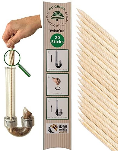 Abflussreiniger TwistOut 20 St. I Nachhaltige Rohrreinigungsspirale aus Holz zur ökologischen Rohrreinigung I löst wirksam Verstopfungen in Abfluss & Rohren I 100% frei von Chemikalien & Plastik