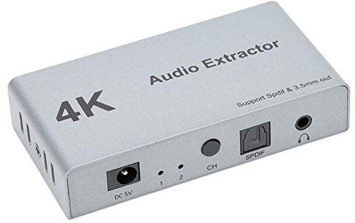 ASHATA 4K HDMI Splitter 2x1 HDMI Schalter mit Audio Extractor, Adapter für optisches spdif und 3,5 mm Jack