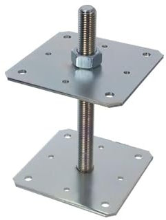 NAJDER Support Poteau Hauteur Réglable M24 mm 160x160x250 mm, Pied De Poteau à Visser Robuste, Ancre Plaque Fixation Bois, Acier Galvanisé, Très Résistant