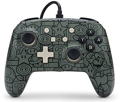 PowerA Manette filaire améliorée pour Nintendo Switch, modèle Switch OLED et Nintendo Switch Lite, accessoire de jeu, manette de jeu, manette filaire, sous licence officielle - Power-Up Mario