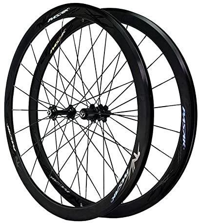 700c Rennrad Felge Laufrad Set Hinterrad Vorderrad 40mm Doppelwandige Felgen, 7-11 Geschwindigkeit Kassette Aluminiumlegierung-Nabe, C/V-Brakes/Felgenbremse QR (Color : Black)