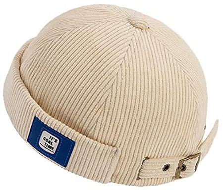 Herrenmütze, Dockermütze, Beanie, Matrosenmütze, Arbeitermütze, Rollmanschette, Retro, randlos, verstellbar, Dzm92 x Beige, Einheitsgr��e