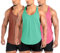 Lehmanlin Débardeur Homme Sport Musculation,Marcel Debardeur Homme Musculation Stringer, Chemises à Séchage Rapide(Lot de 3 : Rose + Marron + Vert, S)