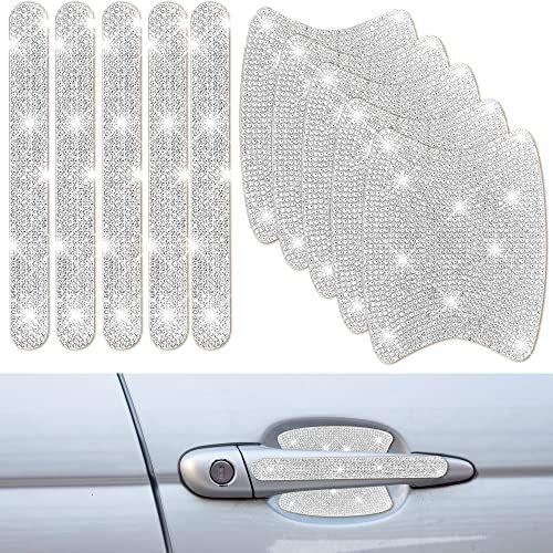 lyfLux 10 x reflektierende Aufkleber für Autotürgriffe, mit Strasssteinen