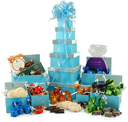 Chocolates & Cookies Gift Tower - Chocolate & Biscuits Hamper for Christmas, Easter, Mother's Day, Birthday or Anniversary